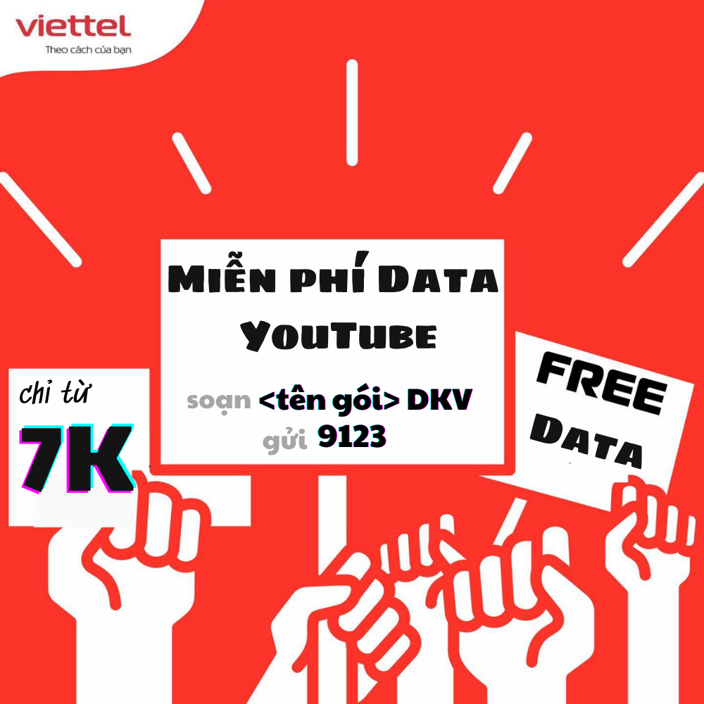 Danh sách Miễn phí gói YouTube Viettel Data