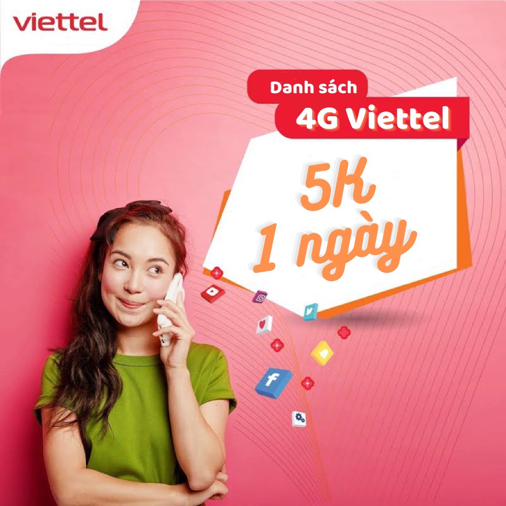 Danh sách đăng ký gói 4G Viettel 5k 1 ngày